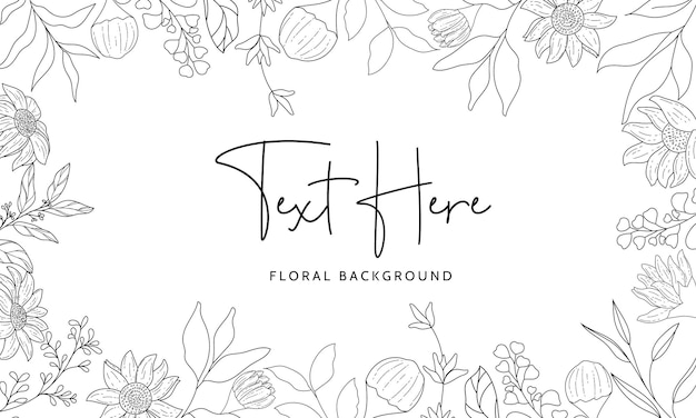 Elegant hand drawn floral monoline background template