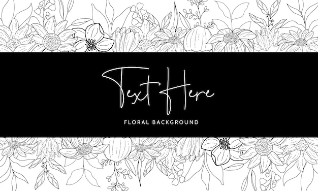 Free Vector elegant hand drawn floral monoline background template