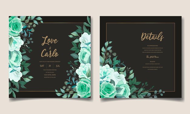 Elegant hand drawn floral wedding invitation card