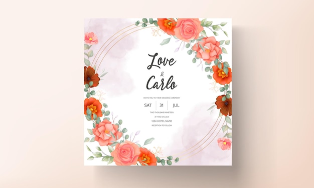 Free vector elegant hand drawn floral wedding invitation card