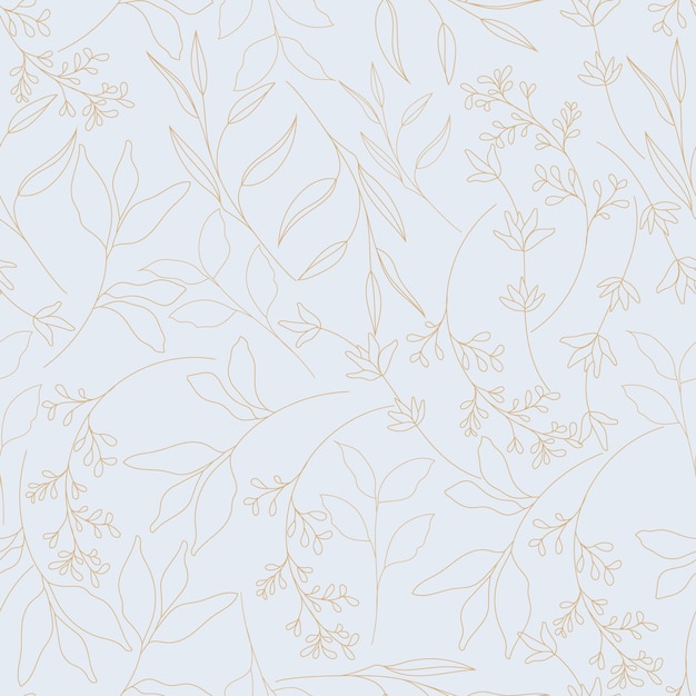 Elegant hand drawn golden floral seamless pattern