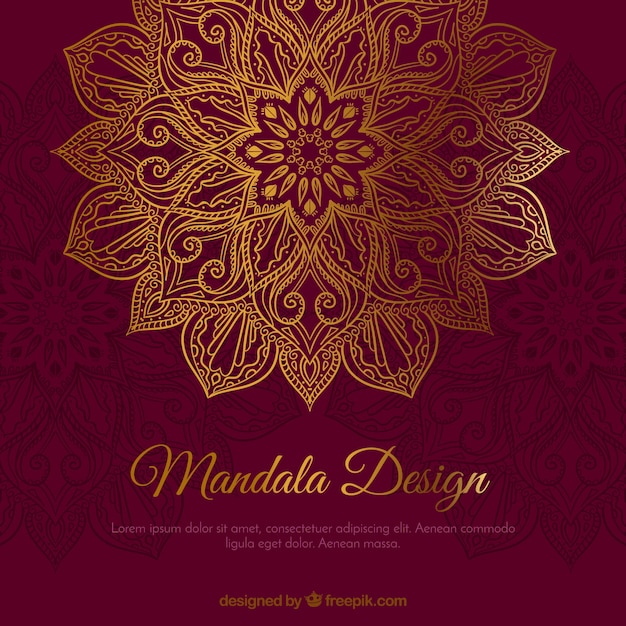 Free vector elegant hand drawn golden mandala background