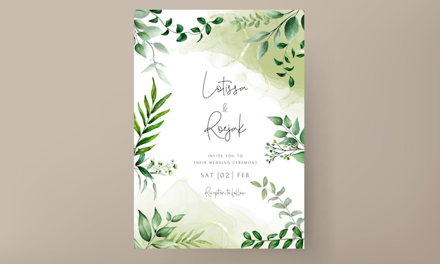 Free Vector elegant hand drawn greenery leaves watercolor wedding invitation card