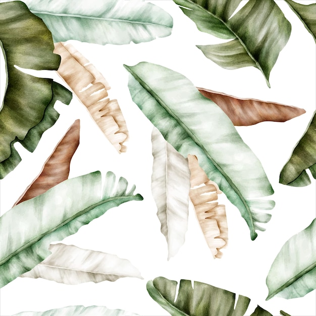 elegant hand drawn luxury banana leaf seamless pattern