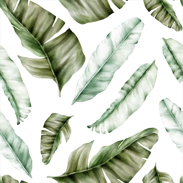 Free vector elegant hand drawn luxury banana leaf seamless pattern