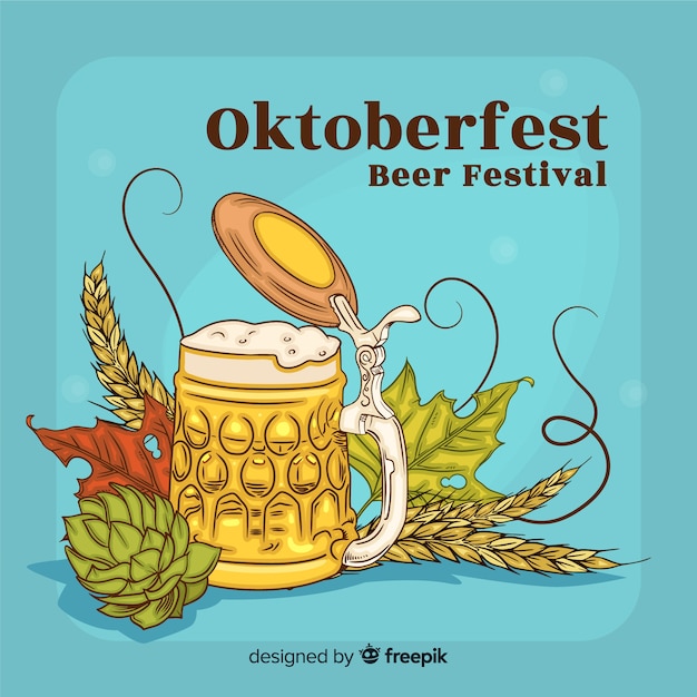 Elegant hand drawn oktoberfest composition