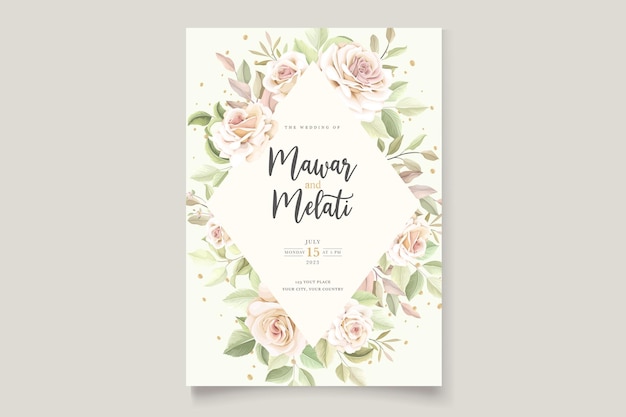 Free Vector elegant hand drawn roses invitation card