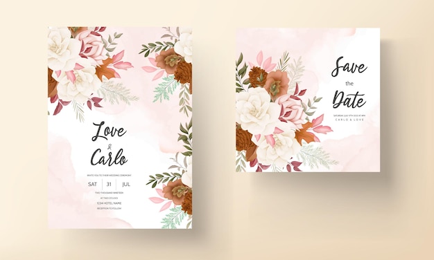 elegant hand drawn sweet floral wedding invitation card