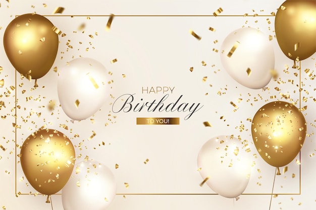 Free vector elegant happy birthday with realistic balloons