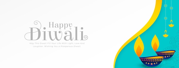 Free Vector elegant happy diwali greeting wallpaper with artistic diya