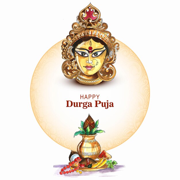 Elegant happy durga pooja indian festival card background