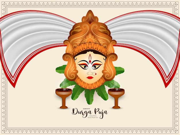 Elegant Happy Durga puja and happy Navratri festival celebration greeting background