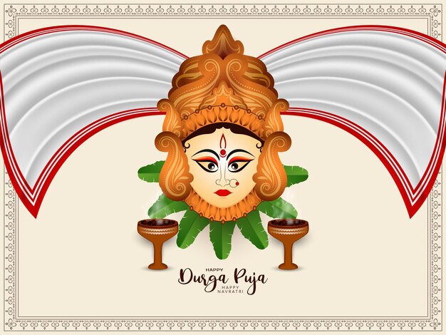 Elegant Happy Durga puja and happy Navratri festival celebration greeting background