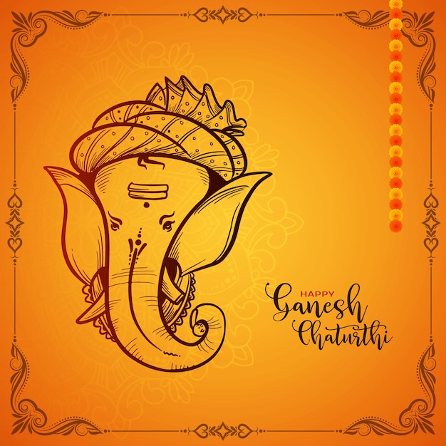 Elegant Happy Ganesh Chaturthi cultural Indian festival celebration background