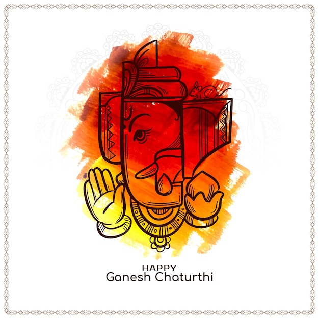 Free Vector elegant happy ganesh chaturthi indian traditional festival card