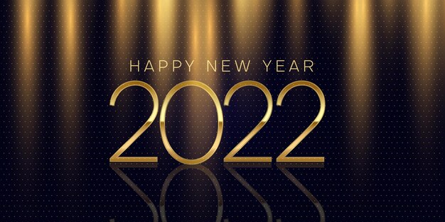 Elegant Happy New Year banner design in gold and black