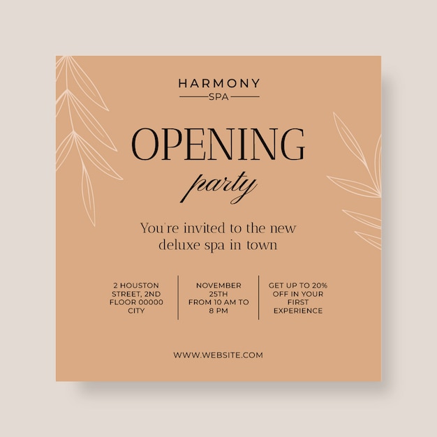 Elegant harmony spa invitation