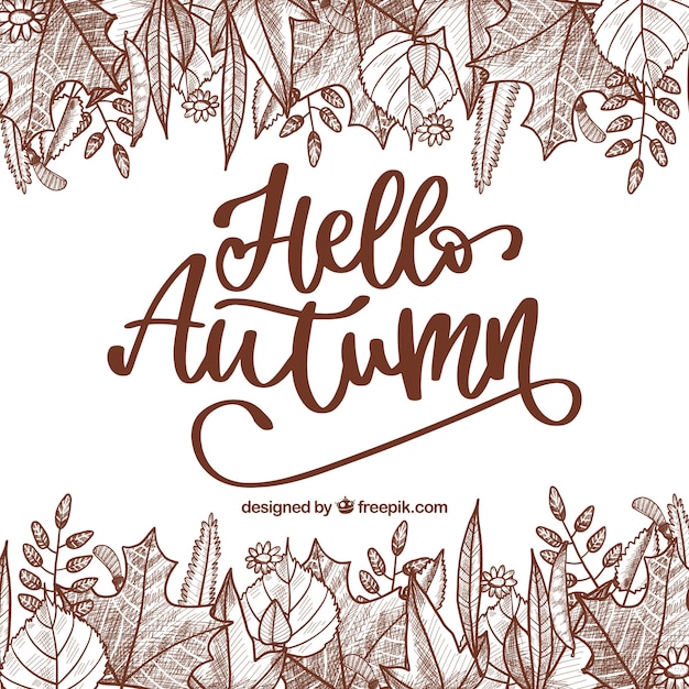 Free Vector elegant hello autumn lettering composition