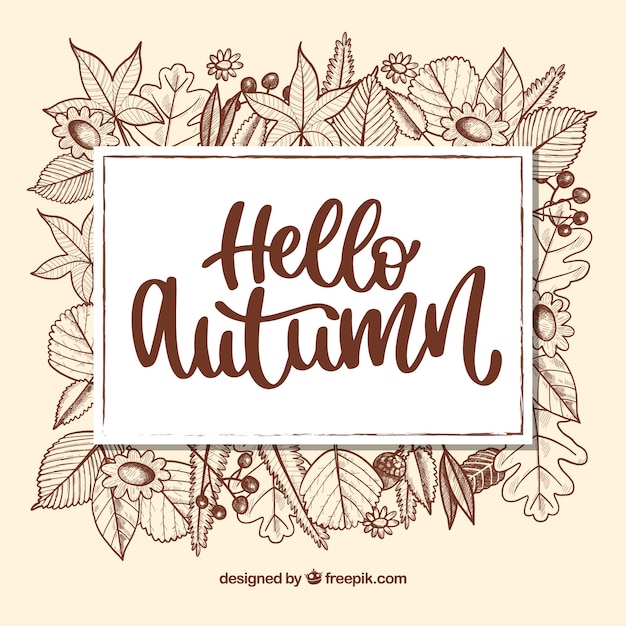 Free vector elegant hello autumn lettering composition