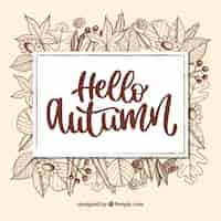 Free vector elegant hello autumn lettering composition