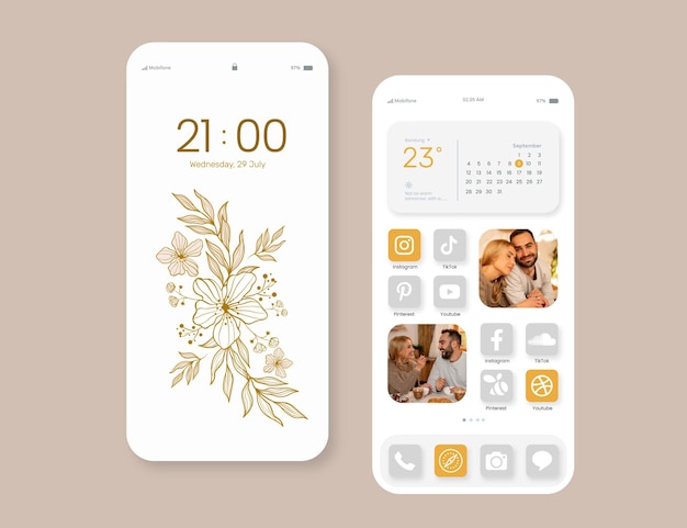 Free Vector elegant home screen interface