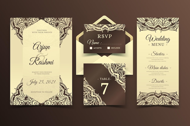 Elegant indian wedding stationery