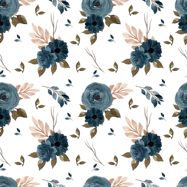 Elegant Indigo Blue Seamless Floral Pattern