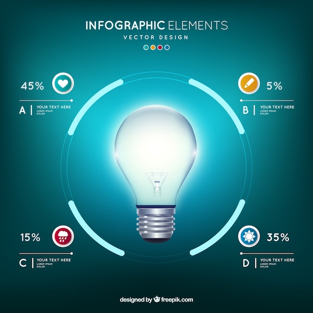 Free Vector elegant infographic of energy saving