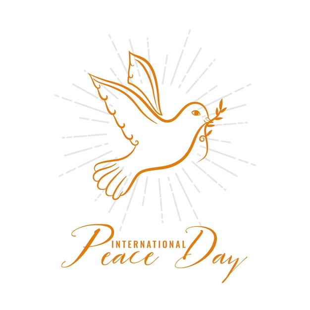 Free Vector elegant international peace day poster with pigeon and olive design vector illustration