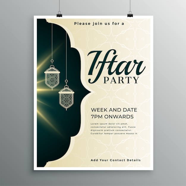 Free vector elegant invitation template for iftar party