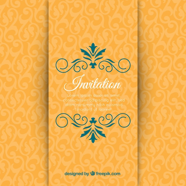 Free vector elegant invitation in yellow tones