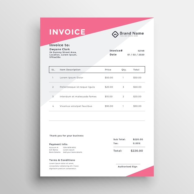 Free vector elegant invoice quotation template design