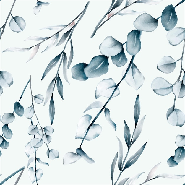 Free vector elegant leaves painting watercolor floral seamless pattern