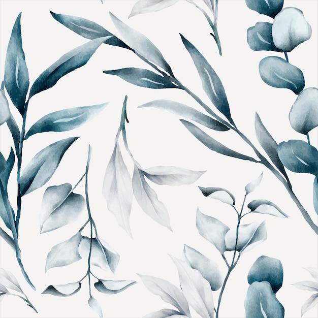 Free Vector elegant leaves painting watercolor floral seamless pattern