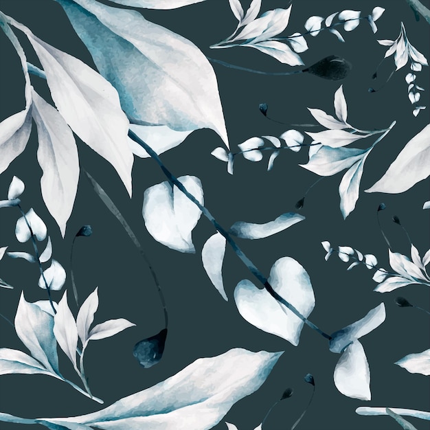 Free vector elegant leaves painting watercolor floral seamless pattern