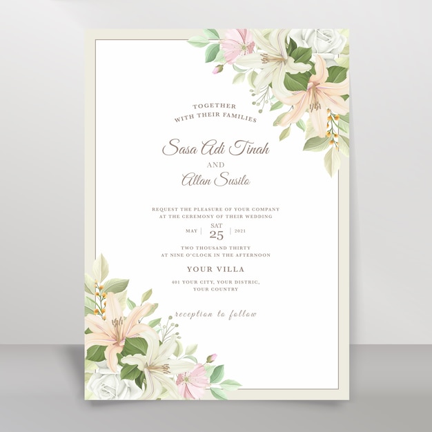 Elegant lily wedding invitation card set