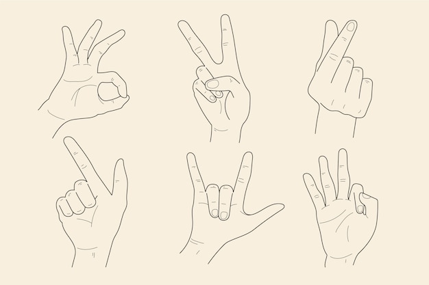 Elegant line art hands stickers