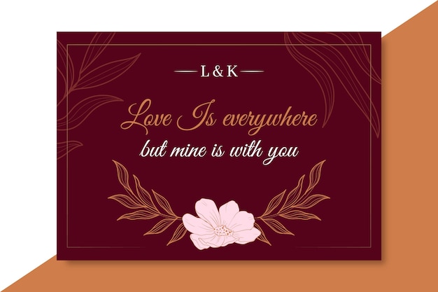 Elegant love card template with flower