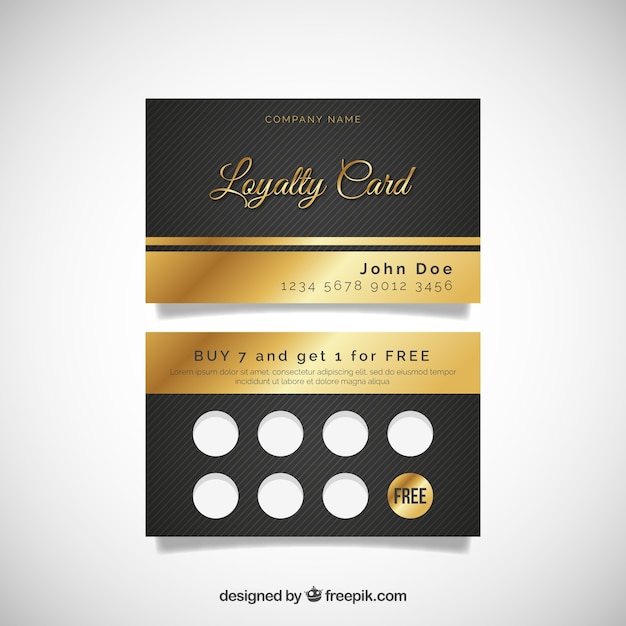 Free Vector elegant loyalty card template with golden style