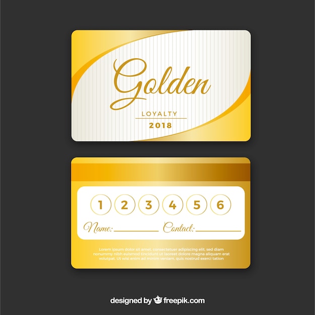 Free Vector elegant loyalty card template with golden style