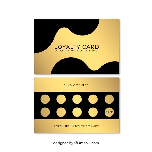 Free Vector elegant loyalty card template with golden style