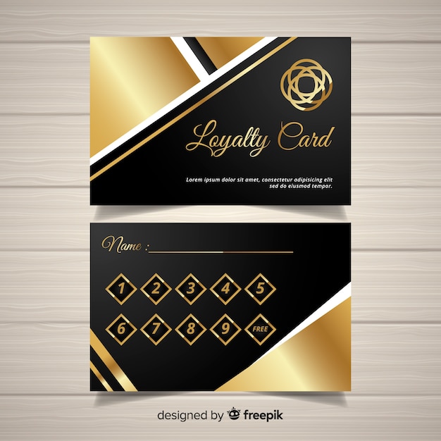 Elegant loyalty card template with golden style