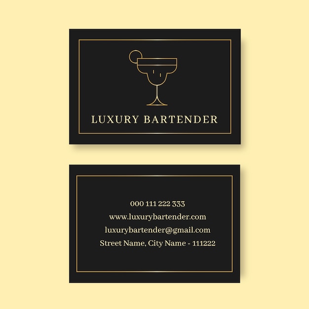 Elegant luxury bartender business card