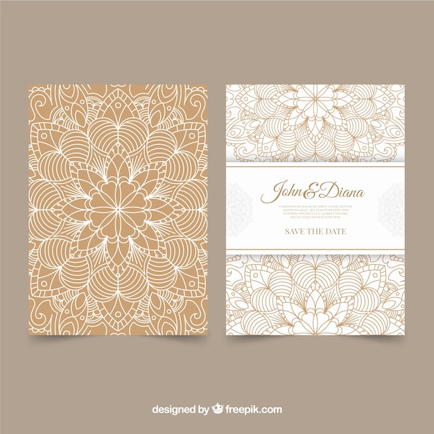 Free vector elegant mandala wedding invitation