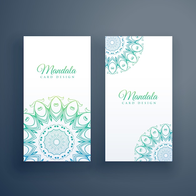 Free Vector elegant mandala white cards background