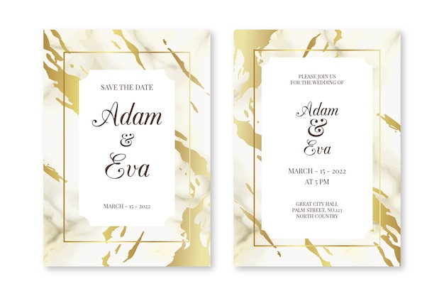 Elegant marble wedding invitation template