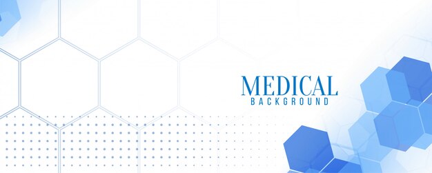 Elegant medical blue hexagonal banner 