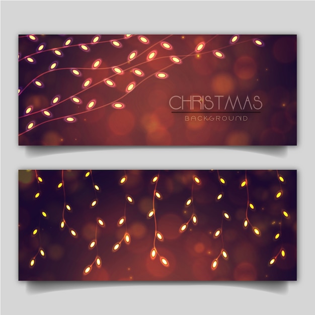 Free vector elegant merry christmas banner with lighting effect