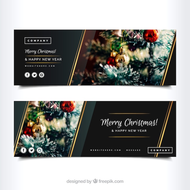 Elegant merry christmas banners