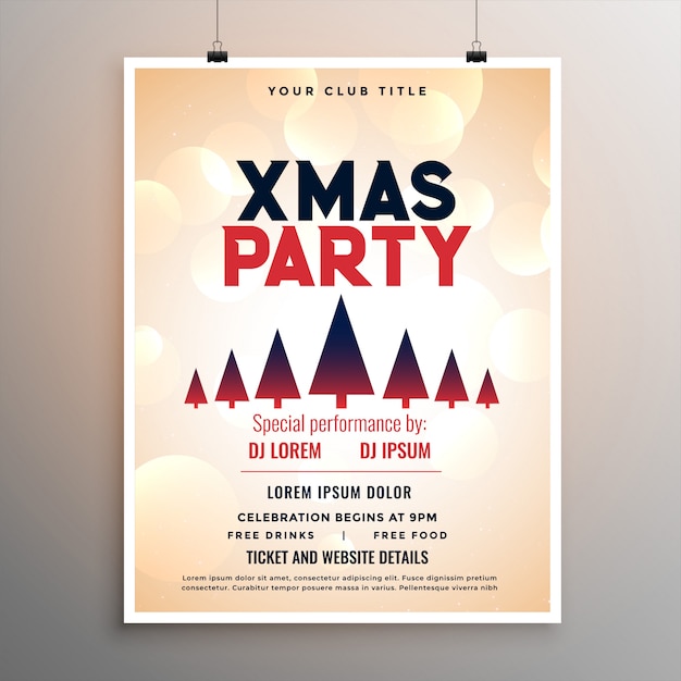 Free Vector elegant merry christmas party flyer template 